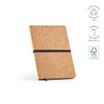 Taccuino in sughero con chiusura elastica e segnalibro A5 a pagine puntinate color naturale