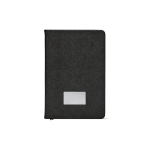 Taccuino A5 con copertina rigida in pelle sintetica riciclata e due tasche color nero terza vista