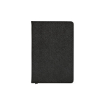 Taccuino A5 con copertina rigida in pelle sintetica riciclata e due tasche color nero vista frontale