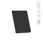 Taccuino A5 con copertina rigida in pelle sintetica riciclata e due tasche color nero