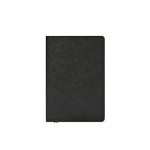 Taccuino A5 con copertina flessibile in pelle sintetica eco e pagine puntinate color nero vista frontale
