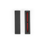 Penna in alluminio riciclato con pulsante magnetico e inchiostro nero color rosso terza vista