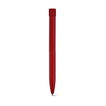 Penna in alluminio riciclato con pulsante magnetico e inchiostro nero color rosso vista frontale