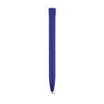Penna in alluminio riciclato con pulsante magnetico e inchiostro nero color blu mare vista frontale