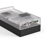 Power bank in plastica riciclata con display LED 20.000 mAh color nero vista dettaglio