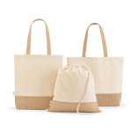 Borsa in cotone e poliestere riciclati con base in juta 220 g/m²