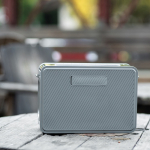 Altoparlante wireless in plastica riciclata con portata di 15 m e 80W color argento quarta vista ambiente