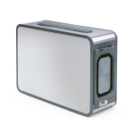 Altoparlante wireless in plastica riciclata con portata di 15 m e 80W color argento vista frontale