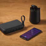 Altoparlante wireless in plastica riciclata con griglie rimovibili 10W color nero vista ambiente
