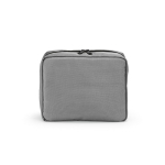 Beauty case organizer da viaggio in poliestere riciclato con gancio 4,5L color grigio vista frontale