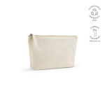 Necessaire in cotone riciclato 320 g/m² con chiusura a cerniera 2,1 L color naturale
