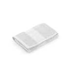 Asciugamano con logo 30 x 50 cm in cotone riciclato 370 g/m² color bianco