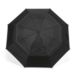 Ombrello pieghevole automatico in plastica riciclata antitempesta ø119 color nero vista frontale
