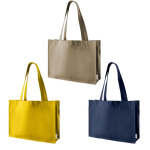 Borsa della spesa in cotone riciclato 300 g/m² con manici lunghi color giallo terza vista