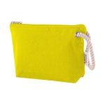 Pochette in cotone riciclato da 300 g/m² con manico spesso in corda color giallo seconda vista