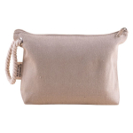 Pochette in cotone riciclato da 300 g/m² con manico spesso in corda color beige terza vista