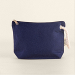Pochette in cotone riciclato da 300 g/m² con manico spesso in corda color blu mare quinta vista