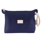 Pochette in cotone riciclato da 300 g/m² con manico spesso in corda color blu mare sesta vista