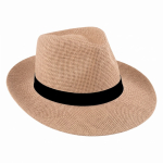 Cappello di carta naturale con nastro personalizzabile Ø 34 cm color marrone quarta vista
