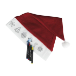 Cappello di Babbo Natale con disegni da colorare con 4 colori a cera color rosso terza vista