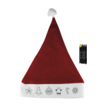 Cappello di Babbo Natale con disegni da colorare con 4 colori a cera color rosso prima vista
