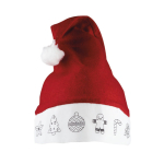 Cappello di Babbo Natale con disegni da colorare con 4 colori a cera color rosso prima vista