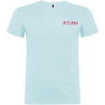T-shirt in cotone 100% a maglia per bambini 155 g/m² Roly color azzurro pastello vista con stampa serigrafica