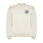 Felpa classica unisex in cotone e poliestere da 280 g/m² Roly color bianco sporco vista con stampa serigrafica