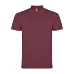Polo da uomo con 3 bottoni in 100% cotone piqué da 200 g/m² Roly color rosso jeansato