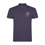 Polo da uomo con 3 bottoni in 100% cotone piqué da 200 g/m² Roly color lilla vista con stampa serigrafica