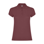 Polo da donna aderente in 100% cotone piqué da 200 g/m² Roly color rosso jeansato