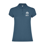 Polo da donna aderente in 100% cotone piqué da 200 g/m² Roly color azzurro pastello vista con stampa serigrafica