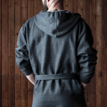 Accappatoio in cotone e poliestere con cappuccio regolabile taglia S/M color blu sesta vista