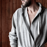 Accappatoio in cotone e poliestere con cappuccio regolabile taglia S/M color grigio sesta vista