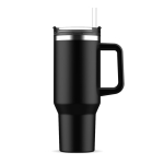 Tazza termica in acciaio inossidabile e rPP con cannuccia da 1,2litri color nero