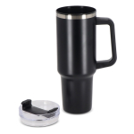 Tazza termica in acciaio inossidabile e rPP con cannuccia da 1,2litri color nero seconda vista