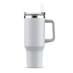 Tazza termica in acciaio inossidabile e rPP con cannuccia da 1,2litri color bianco