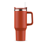 Tazza termica in acciaio inossidabile e rPP con cannuccia da 1,2litri color arancione