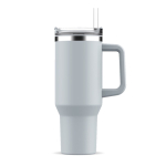 Tazza termica in acciaio inossidabile e rPP con cannuccia da 1,2litri color grigio chiaro