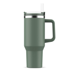 Tazza termica in acciaio inossidabile e rPP con cannuccia da 1,2litri color verde oliva