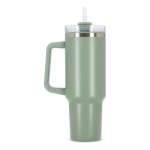 Tazza termica in acciaio inossidabile e rPP con cannuccia da 1,2litri color verde oliva sesta vista