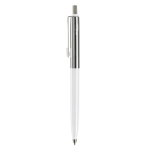 Penna a sfera in metallo bicolore con pulsante e inchiostro blu color bianco seconda vista