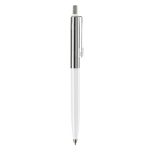 Penna a sfera in metallo bicolore con pulsante e inchiostro blu color bianco quinta vista