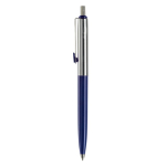 Penna a sfera in metallo bicolore con pulsante e inchiostro blu color blu scuro
