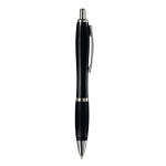Penna a sfera in plastica trasparente con dettagli metallici e inchiostro blu color nero trasparente quinta vista