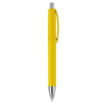 Penna in plastica con pulsante e punta in metallo inchiostro blu color giallo quinta vista