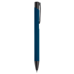 Penna in alluminio con finitura in gomma colorata e inchiostro blu color blu oltremare quinta vista