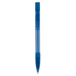 Penna a sfera in plastica prodotta in Germania con inchiostro blu ricaricabile color blu trasparente quarta vista