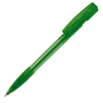 Penna a sfera in plastica prodotta in Germania con inchiostro blu ricaricabile color verde trasparente