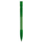 Penna a sfera in plastica prodotta in Germania con inchiostro blu ricaricabile color verde trasparente quarta vista